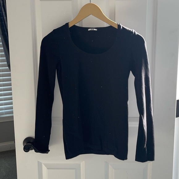 WOLFORD Black Cordoba Long Sleeve T-Shirt {$295} Nylon Blend Jersey Scoop Small - Picture 2 of 10